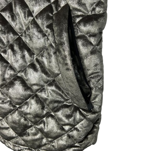 Athleta Women's Whisper Metallic Quilted Velvet Puffer Full Zip Vest Size XL - Picture 5 of 12